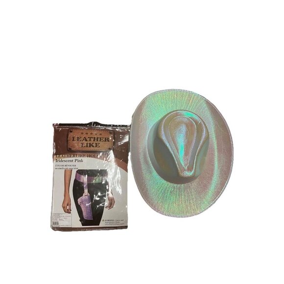 Halloween Costume Irridescent Cowgirl Hat And Matching Holster Preloved - Picture 2 of 4